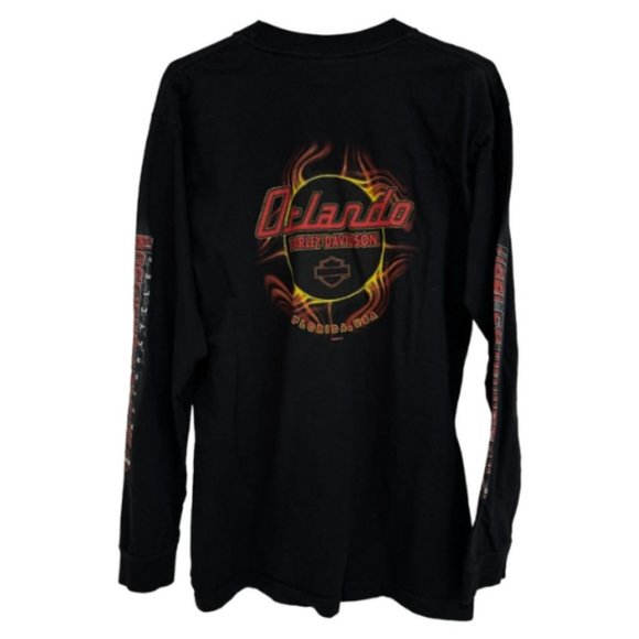 Vintage Harley Davidson  Motorcycle Orlando Florida USA Long Sleeve Shirt Size M - Picture 2 of 6